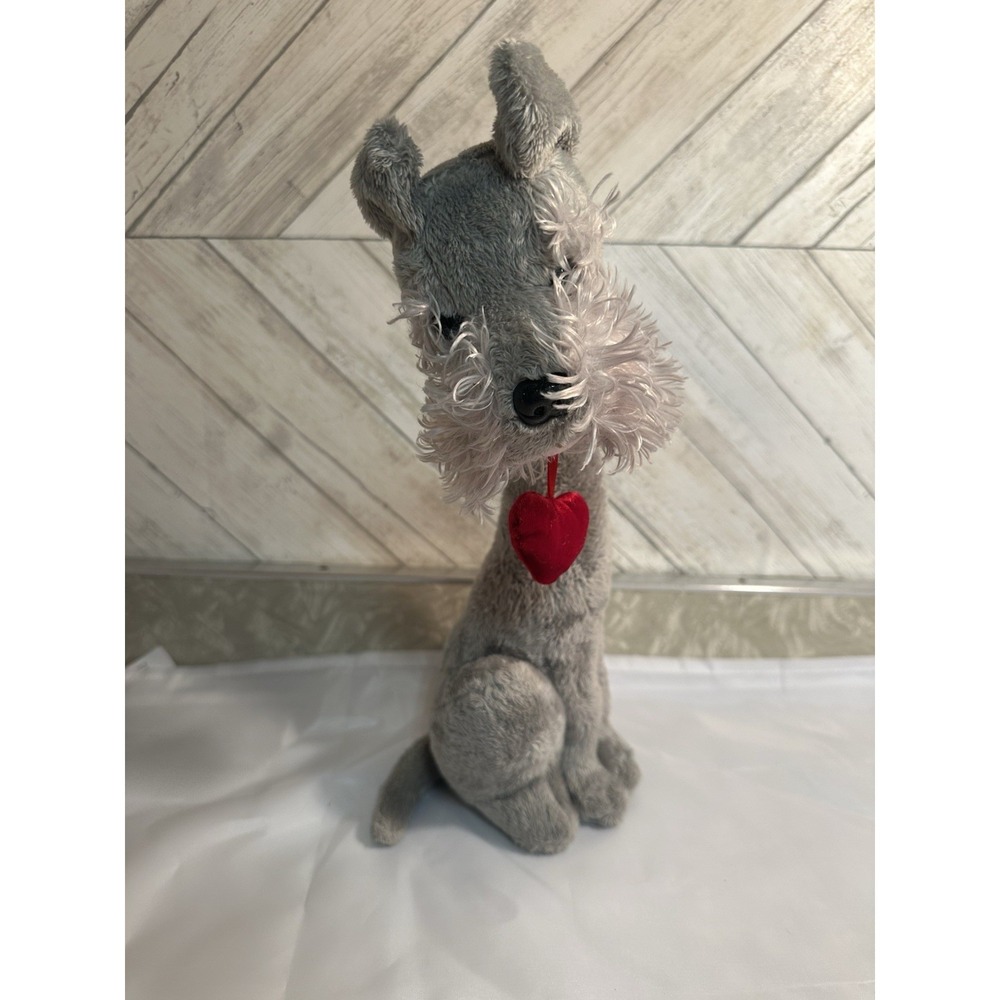 Rare SKM Schnauzer Gray Plush Dog With Hanging Heart